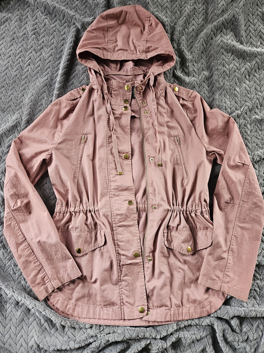Sweet Wanderer Mauve Hooded Utility Jacket